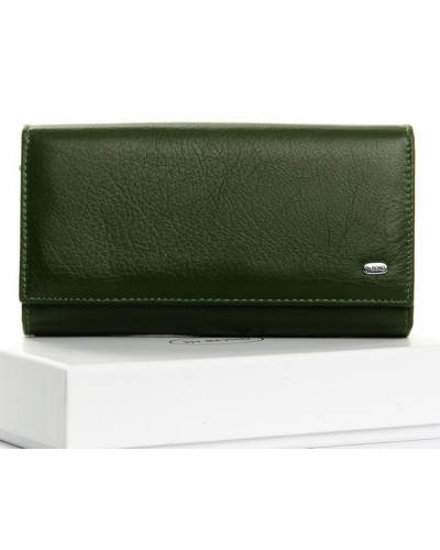 Жіночий шкіряний гаманець з візитницею Dr. Bond W46 dark-green