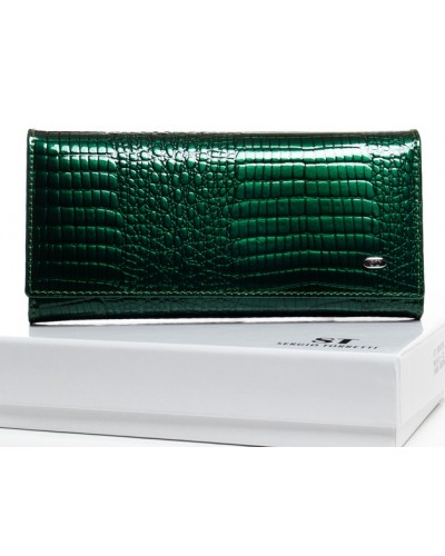 Женский кожаный кошелек на магнитах SERGIO TORRETTI W501-2 dark-green