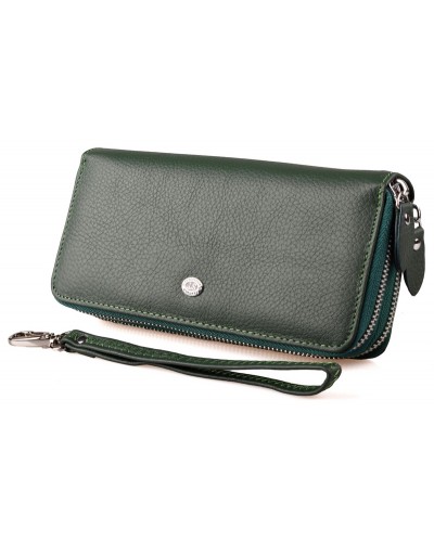 Женский кожаный кошелек на две молнии SТ 238-2 Green