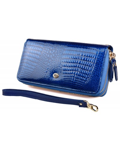 Женский кожаный кошелек на две молнии SТ S5001A Blue