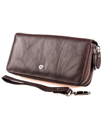 Женский кожаный кошелек на две молнии SТ 238-2 Brown