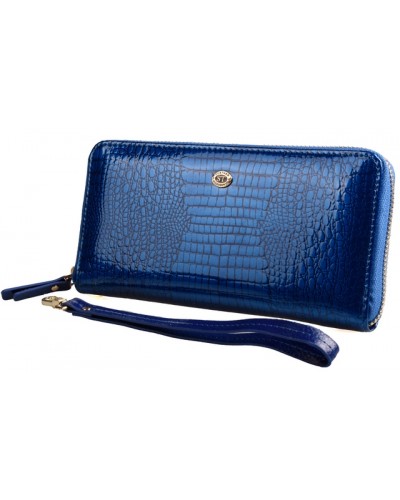 Жіночий шкіряний гаманець на блискавці ST S4001A Blue