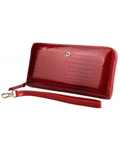 Жіночий шкіряний гаманець на блискавці ST S4001A Red