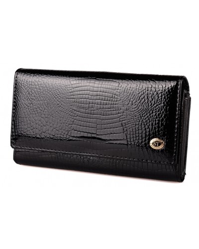 Жіночий шкіряний гаманець з візитницею ST S9001A Black