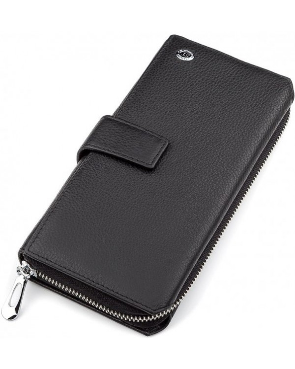 Чоловічий шкіряний гаманець клатч з візитницею ST 228 чорний